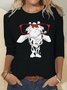 T-shirts Femmes Décontracté Printemps / Automne Cerf Quotidien Ample en Mélangé de Coton Régulier Droit Élasticité moyenne