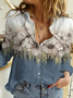 Chemises Femmes Décontracté Printemps / Automne Imprimé de Paysage Naturel Aucune élasticité Quotidien Ample Régulier Col de Chemise