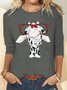 T-shirts Femmes Décontracté Printemps / Automne Cerf Quotidien Ample en Mélangé de Coton Régulier Droit Élasticité moyenne