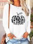 T-shirts Décontracté Printemps / Automne Motif de citrouille Ample Col Rond Régulier Droit Régulier Élasticité moyenne pour Femmes