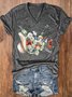 T-shirts Femmes Décontracté Floral Été Tricoté Quotidien Manches Courtes Régulier Droit Oui