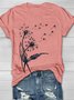 T-shirts Décontracté Été Pissenlit Quotidien Manches Courtes Droit Régulier Élasticité moyenne Oui pour Femmes