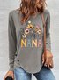 T-shirts Femmes Décontracté Floral Printemps / Automne Quotidien Meilleure vente Manches Longues en Mélangé de Coton Irrégulier Artisanat Droit
