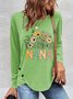 T-shirts Femmes Décontracté Floral Printemps / Automne Quotidien Meilleure vente Manches Longues en Mélangé de Coton Irrégulier Artisanat Droit