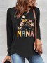 T-shirts Femmes Décontracté Floral Printemps / Automne Quotidien Meilleure vente Manches Longues en Mélangé de Coton Irrégulier Artisanat Droit
