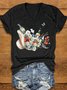 T-shirts Femmes Décontracté Floral Été Tricoté Quotidien Manches Courtes Régulier Droit Oui