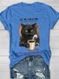 T-shirts Femmes Décontracté Été Chat Quotidien Manches Courtes Col Rond Droit Régulier Élasticité moyenne