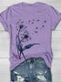 T-shirts Décontracté Été Pissenlit Quotidien Manches Courtes Droit Régulier Élasticité moyenne Oui pour Femmes