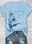 T-shirts Décontracté Été Pissenlit Quotidien Manches Courtes Droit Régulier Élasticité moyenne Oui pour Femmes