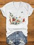 T-shirts Femmes Décontracté Floral Été Tricoté Quotidien Manches Courtes Régulier Droit Oui