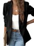 à Col Revers Manches Longues Régulier Plain Blazer pour Femmes