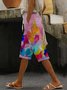 Pantalons Rayé Décontracté Été Polyester Aucune élasticité Ample Taille Élastique Droit Régulier pour Femmes