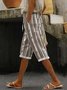 Pantalons Rayé Décontracté Été Polyester Aucune élasticité Ample Taille Élastique Droit Régulier pour Femmes