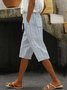 Pantalons Rayé Décontracté Été Polyester Aucune élasticité Ample Taille Élastique Droit Régulier pour Femmes