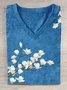 T-shirts Femmes Décontracté Floral Été Quotidien Ample en Mélangé de Coton Régulier Droit Oui
