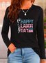 T-shirts Décontracté Printemps / Automne Imprimé de Lettre Motif Micro-élasticité Manches Longues Col Rond Régulier Droit Régulier pour Femmes