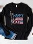 T-shirts Décontracté Printemps / Automne Imprimé de Lettre Motif Micro-élasticité Manches Longues Col Rond Régulier Droit Régulier pour Femmes
