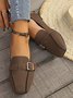 Chaussures à Tige Basse Décontracté Plain Toutes Les Saisons Quotidien Bout Carré Faux Suède PU à Enfiler Chaussures à Tige Basse pour Femmes