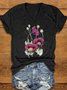 T-shirts Femmes Décontracté Floral Été Tricoté Col V Manches Courtes Régulier Droit Oui