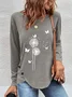 T-shirts Femmes Décontracté Printemps / Automne Pissenlit Quotidien Meilleure vente Manches Longues Irrégulier Artisanat Régulier Élasticité moyenne