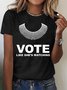 T-shirts Femmes Décontracté Été Lettres de texte Coton Micro-élasticité Quotidien Manches Courtes Trapèze Régulier