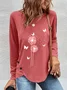 T-shirts Femmes Décontracté Printemps / Automne Pissenlit Quotidien Meilleure vente Manches Longues Irrégulier Artisanat Régulier Élasticité moyenne