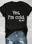 T-shirts Décontracté Été Lettres de texte Coton Ample Manches Courtes Col Rond Régulier Oui pour Femmes