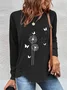 T-shirts Femmes Décontracté Printemps / Automne Pissenlit Quotidien Meilleure vente Manches Longues Irrégulier Artisanat Régulier Élasticité moyenne