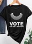 T-shirts Femmes Décontracté Été Lettres de texte Coton Micro-élasticité Quotidien Manches Courtes Trapèze Régulier