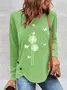 T-shirts Femmes Décontracté Printemps / Automne Pissenlit Quotidien Meilleure vente Manches Longues Irrégulier Artisanat Régulier Élasticité moyenne