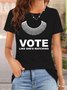 T-shirts Femmes Décontracté Été Lettres de texte Coton Micro-élasticité Quotidien Manches Courtes Trapèze Régulier
