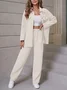 Deux Pièces Ensembles Femmes Décontracté Plain Printemps / Automne Ample Manches Longues Col Rond Top Avec Pantalons Droit Régulier