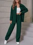 Deux Pièces Ensembles Femmes Décontracté Plain Printemps / Automne Ample Manches Longues Col Rond Top Avec Pantalons Droit Régulier