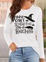 T-shirts Femmes Décontracté Printemps / Automne Imprimé de Lettre Motif Micro-élasticité Quotidien Ample Manches Longues Régulier Régulier