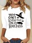 T-shirts Femmes Décontracté Printemps / Automne Imprimé de Lettre Motif Micro-élasticité Quotidien Ample Manches Longues Régulier Régulier