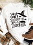 T-shirts Femmes Décontracté Printemps / Automne Imprimé de Lettre Motif Micro-élasticité Quotidien Ample Manches Longues Régulier Régulier