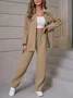 Deux Pièces Ensembles Femmes Décontracté Plain Printemps / Automne Ample Manches Longues Col Rond Top Avec Pantalons Droit Régulier