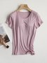 T-shirts Femmes Décontracté Plain Été Quotidien Ample Manches Courtes Régulier Régulier Élasticité moyenne