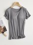 T-shirts Femmes Décontracté Plain Été Quotidien Ample Manches Courtes Régulier Régulier Élasticité moyenne