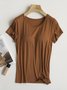 T-shirts Femmes Décontracté Plain Été Quotidien Ample Manches Courtes Régulier Régulier Élasticité moyenne