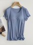T-shirts Femmes Décontracté Plain Été Quotidien Ample Manches Courtes Régulier Régulier Élasticité moyenne