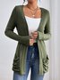 Élasticité moyenne Manches Longues Régulier Plain Kimono Poche Couture pour Femmes