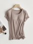 T-shirts Femmes Décontracté Plain Été Quotidien Ample Manches Courtes Régulier Régulier Élasticité moyenne