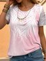 T-shirts Femmes Décontracté Floral Été Jersey Manches Courtes Col Rond Droit Élasticité moyenne Non