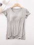 T-shirts Femmes Décontracté Plain Été Quotidien Ample Manches Courtes Régulier Régulier Élasticité moyenne
