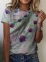 T-shirts Femmes Décontracté Été Bleu Paon Quotidien Ample Manches Courtes Régulier Droit Non