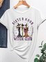 T-shirts Décontracté Été Lettres de texte Coton Micro-élasticité Manches Courtes Col Rond Trapèze Régulier pour Femmes