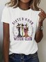 T-shirts Décontracté Été Lettres de texte Coton Micro-élasticité Manches Courtes Col Rond Trapèze Régulier pour Femmes