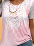 T-shirts Femmes Décontracté Floral Été Jersey Manches Courtes Col Rond Droit Élasticité moyenne Non