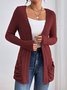 Élasticité moyenne Manches Longues Régulier Plain Kimono Poche Couture pour Femmes